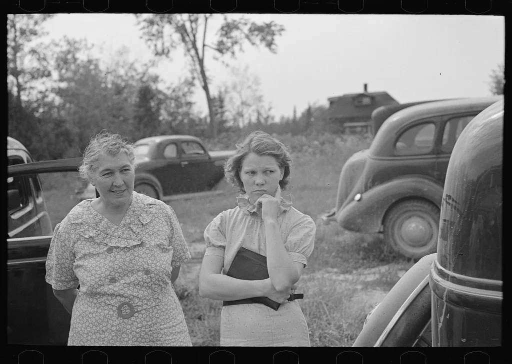 Women at auction sale, Orth, Minnesota, 1937