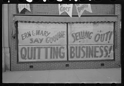 Sign on store, Aledo, Illinois, 1938