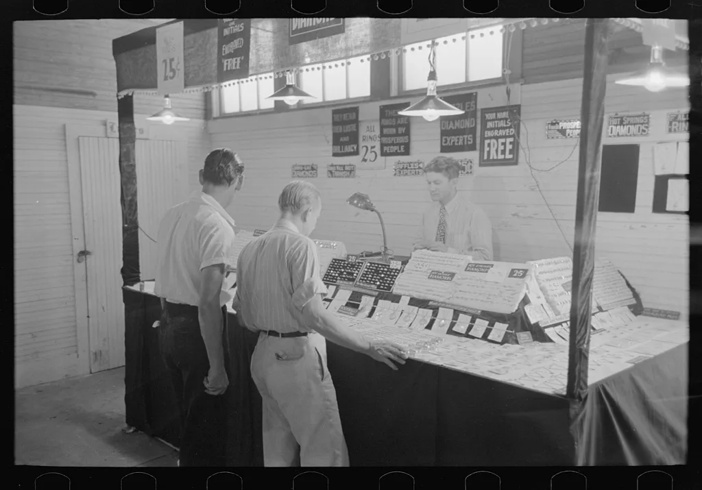 Jewelry concession, state fair, Donaldsonville, Louisiana, 1938