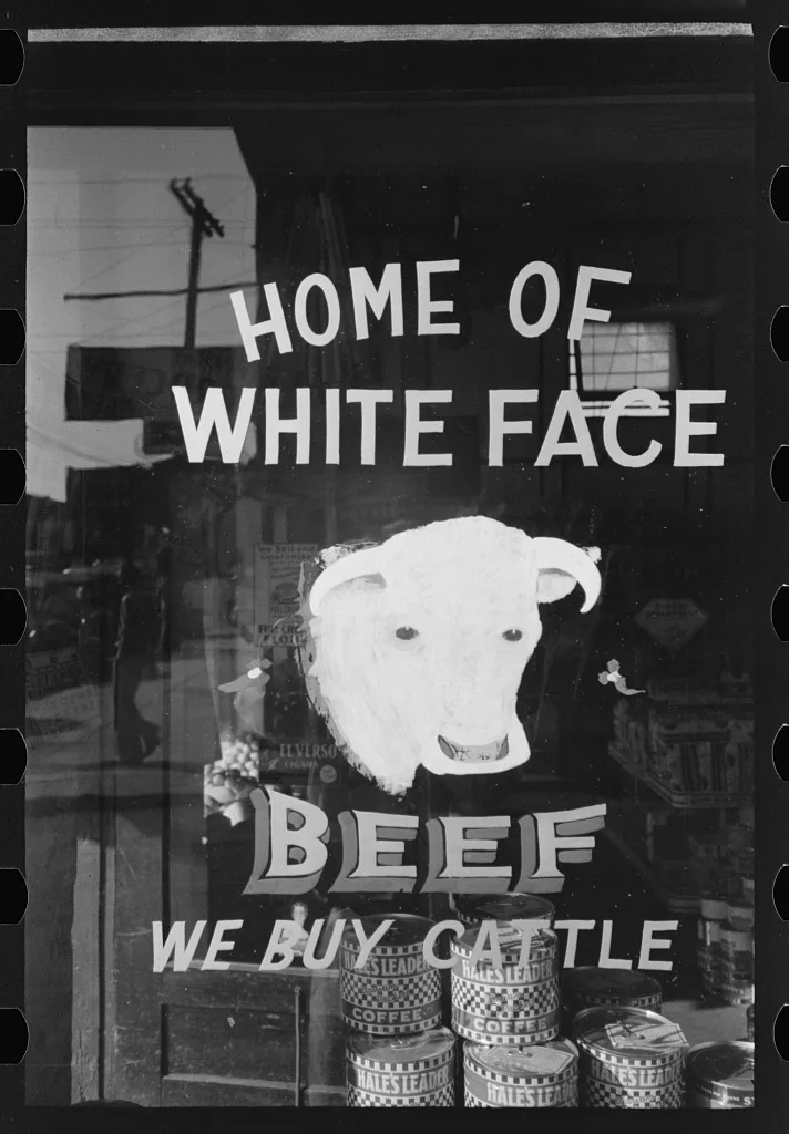 Sign on window of store, Muskogee, Oklahoma, 1939