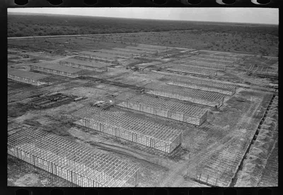 Migrant camp under construction, Sinton, Texas, 1939
