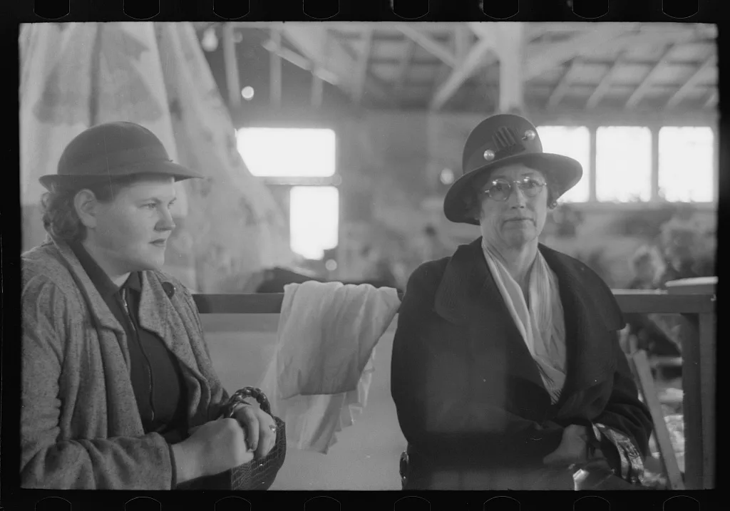 Mother and daughter at county fair, Gonzales, Texas, 1939