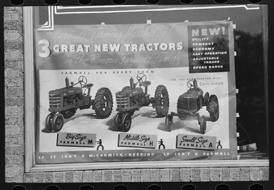 Sign in tractor store, Brownwood, Texas, 1939