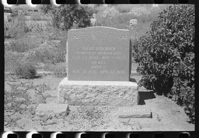 Headstone in cemetery, Mendon, Utah, 1940