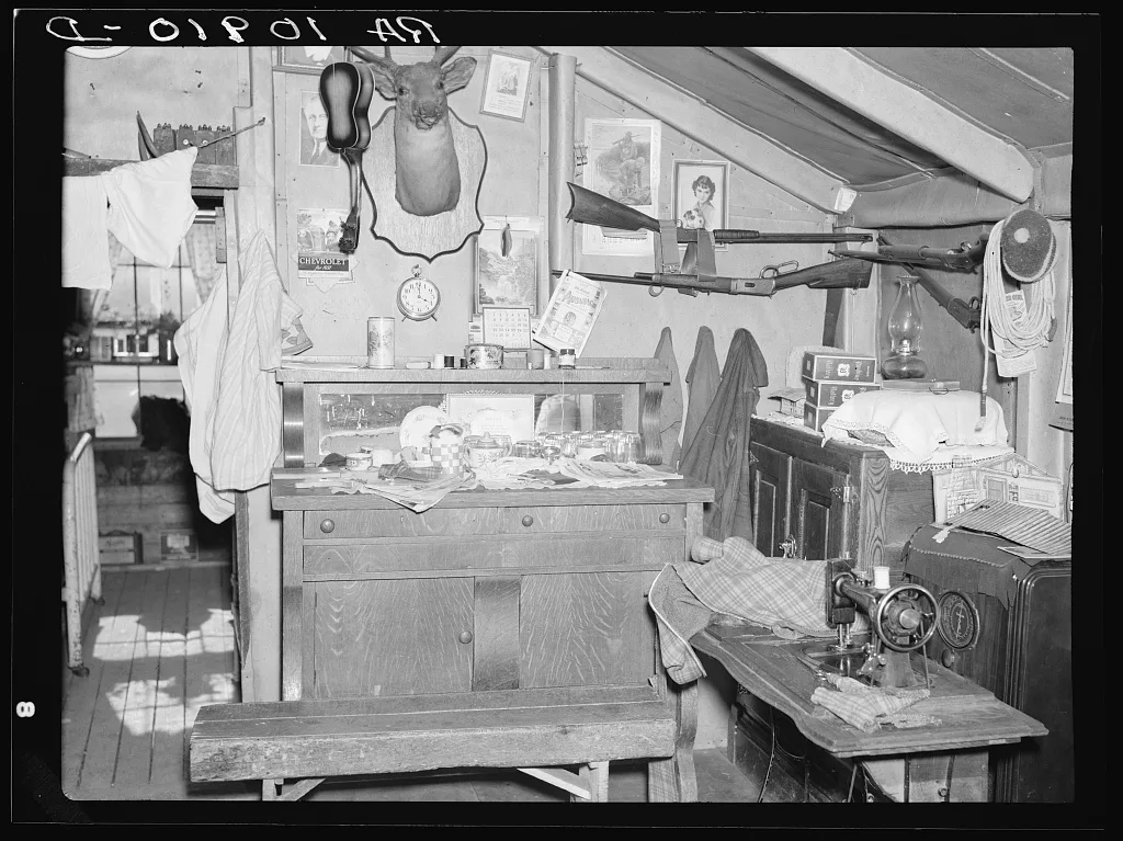 Interior of William Shanard's home. Shanard is a farmer of the…, Michigan, 1937
