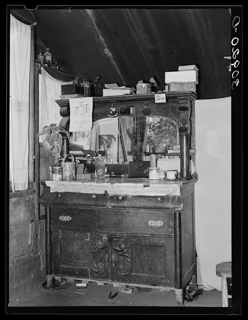Dresser in home of John Harshenberger [i.e. Harshbarger], Mennonite…, Montana, 1937
