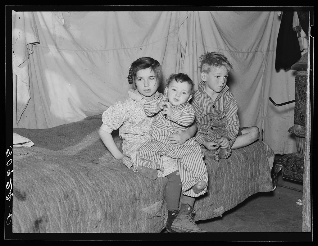Three of the Harshenberger [i.e. Harshbarger] children. Sheridan…, Montana, 1937