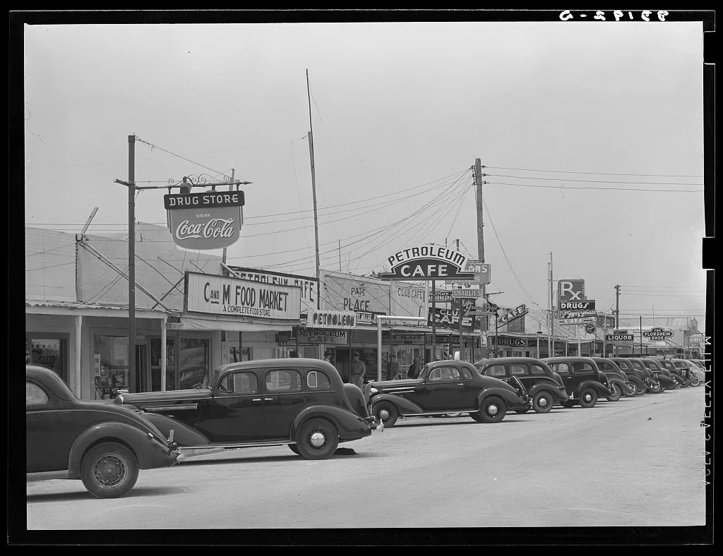 Main street of Crane, Texas, 1939
