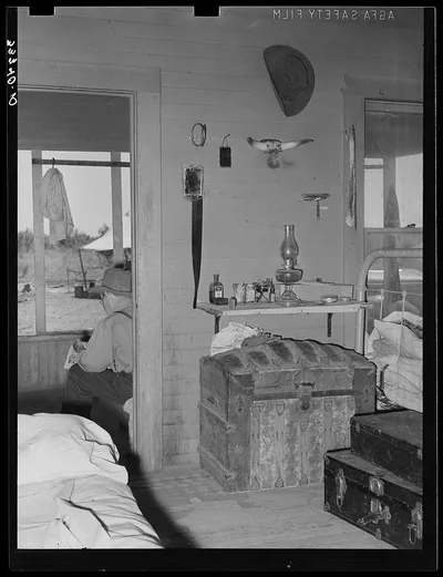 Interior of bunkhouse on ranch near Spur, Texas, 1939