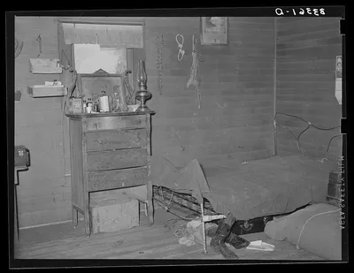 Interior of bunkhouse on SMS Ranch near Spur, Texas, 1939