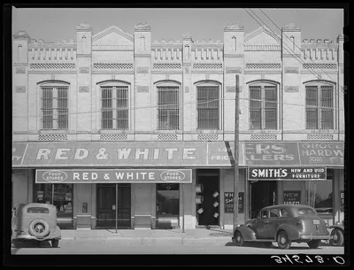 Detail of business buildings. Gonzales, Texas, 1939