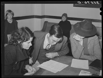 FSA (Farm Security Administration) clients making farm and home…, 1939