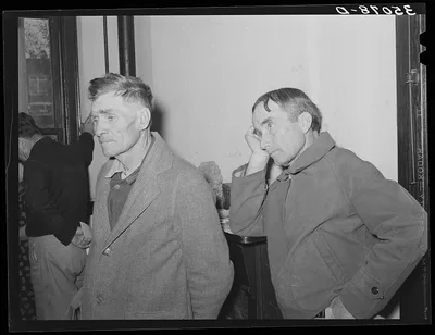 FSA (Farm Security Administration) clients listening to supervisor…, 1939