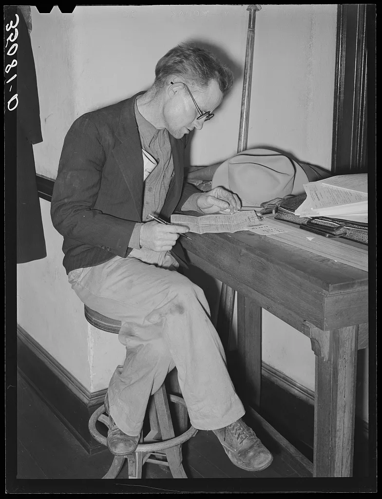 FSA (Farm Security Administration) client making out farm and home…, 1939