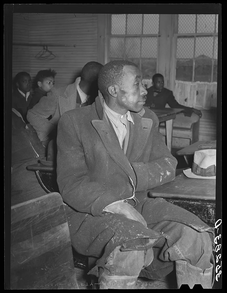 Negro farmer at soil conservation meeting at Vernon, Oklahoma, 1940