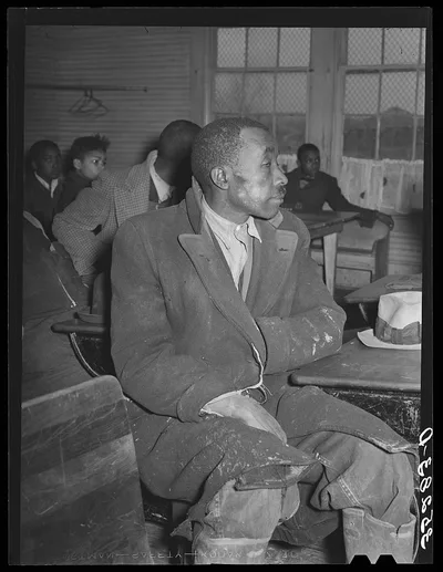 Negro farmer at soil conservation meeting at Vernon, Oklahoma, 1940