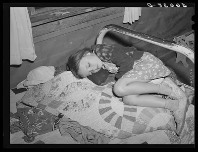 Josie Caudill asleep at Forty-two party. Pie Town, New Mexico, 1940
