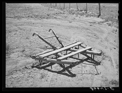Homemade harrow on farm. Pie Town, New Mexico, 1940