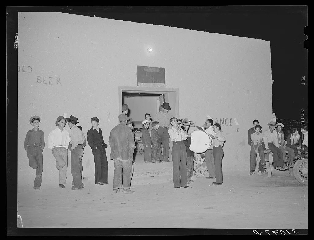 Orchestra with traveling show (Spanish-American). Penasco, New Mexico, 1940