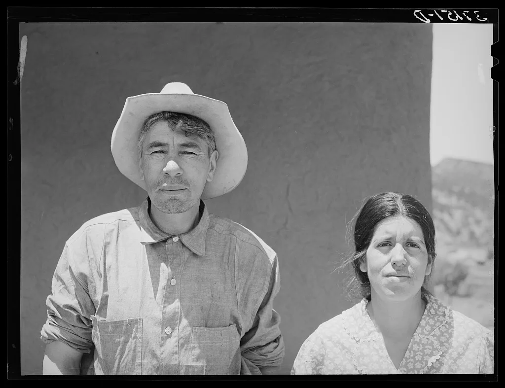 Spanish-American farmer and his wife. Amalia, New Mexico, 1940