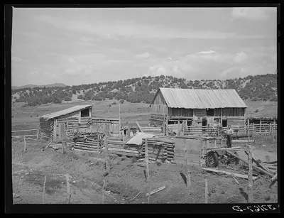 Barns and outbuildings of Spanish-American farmer. Chamisal, New…, New Mexico, 1940