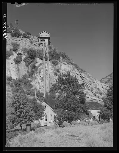 Water conduit leading to hydroelectric plant at city limits of Logan,…, Utah, 1940