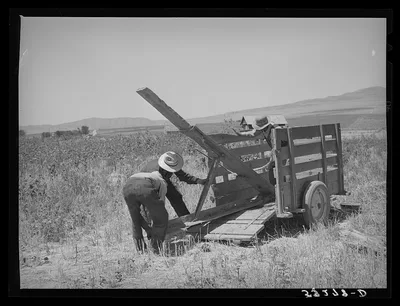 Unloading FSA (Farm Security Administration) cooperative ditcher from…, Utah, 1940