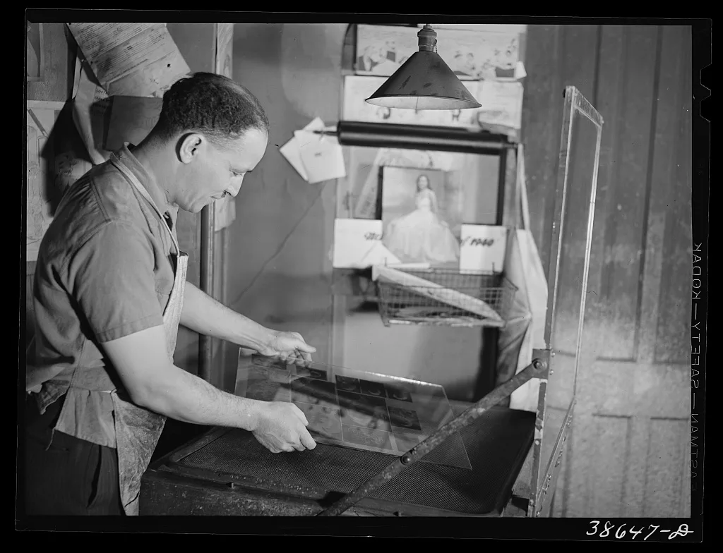 Photo engraver at Chicago Defender. Chicago, Illinois, 1941