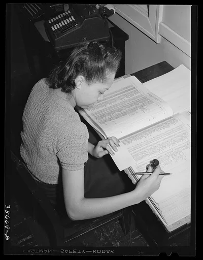 Bookkeeper of insurance company. Chicago, Illinois, 1941