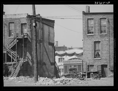 [Untitled photo, possibly related to: Apartment houses and funeral…, Illinois, 1941