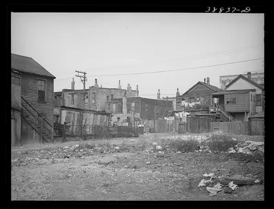 Vacant lot and backs of apartment buildings. Southside of Chicago,…, Illinois, 1941
