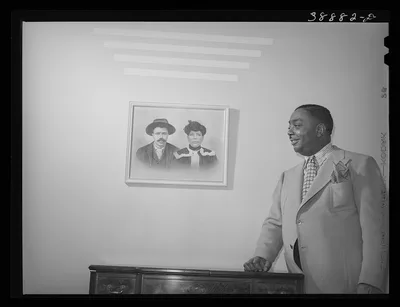 [Untitled photo, possibly related to: Prosperous Chicagoan posed by…, Illinois, 1941