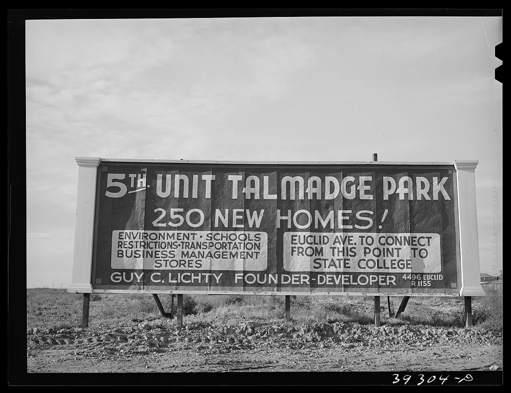 Sign of real estate development. San Diego, California, 1941