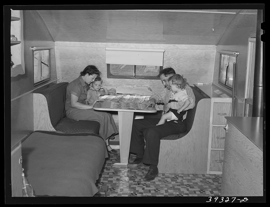 Family of Rohr Aircrafts worker in their trailer home at the FSA…, California, 1941